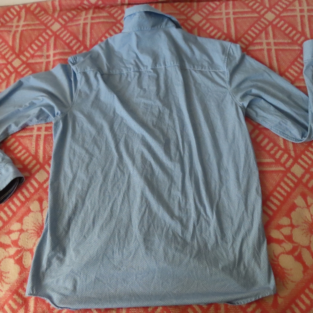 buttercloth icy cotton blue print long sleeve button up shirt L reg fit - Picture 4 of 6